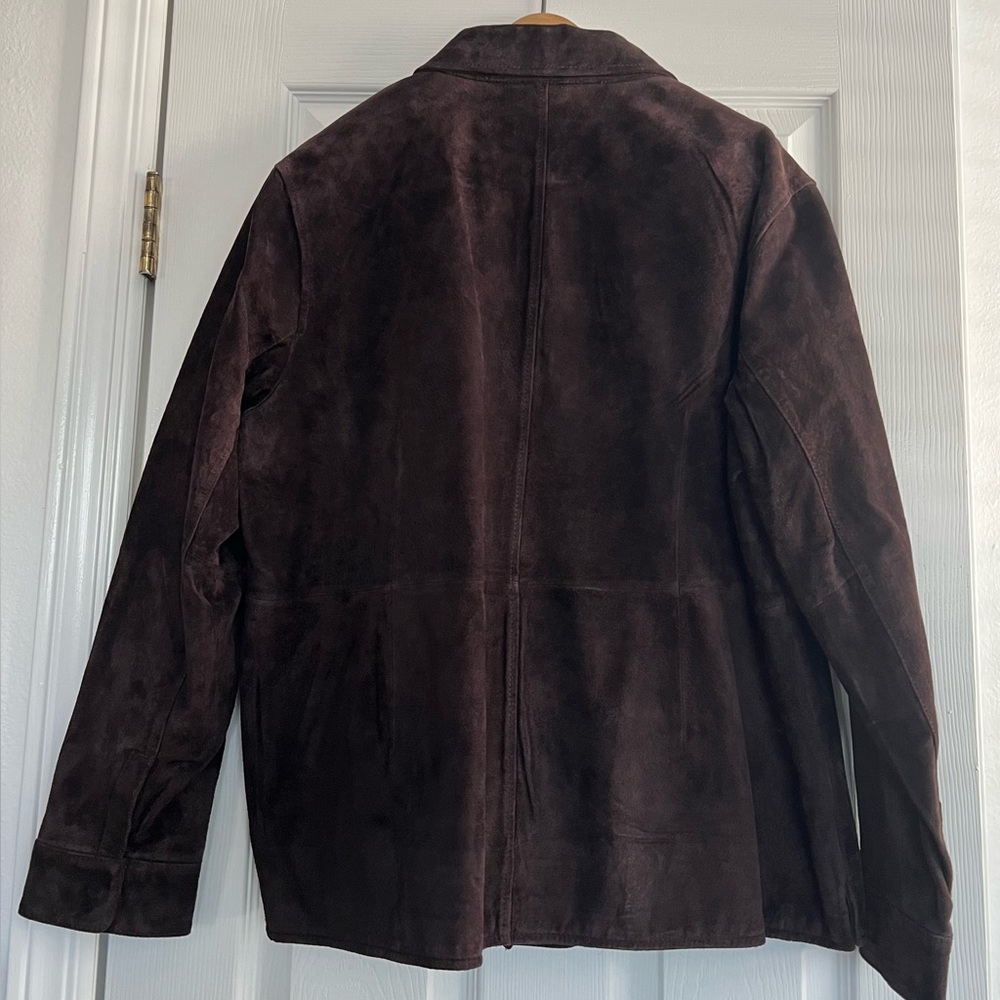 Women's Brown Suede Button-Front Jacket - Picture 2 of 7